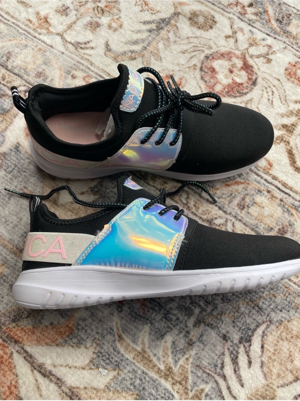 Nautica Black Kids Sneakers with Iridescent Accent